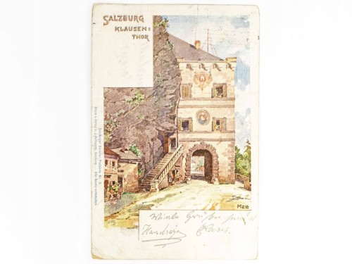 SALZBURG - ZABYTKOWA BRAMA MIEJSKA KLAUSENTOR AUSTRIA / WSCHOWA 1898