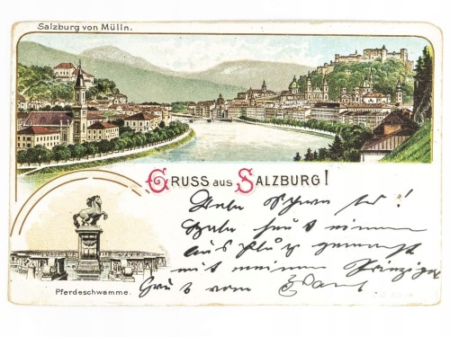 SALZBURG - MÜLLN Z RZEKĄ SALZACH I TW. HOHENSALZBURG AUSTRIA / WSCHOWA 1898