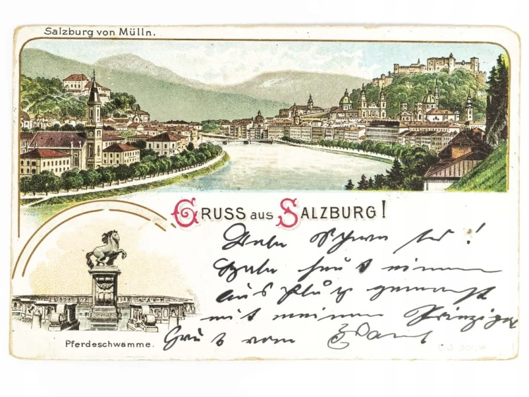 SALZBURG - MÜLLN Z RZEKĄ SALZACH I TW. HOHENSALZBURG AUSTRIA / WSCHOWA 1898