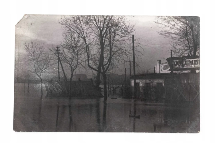 FOTOGRAFIA (pocztówka) - POWÓDŹ 1924, RESTAURACJA ŻURKIEWICZ, POZNAŃ 1925