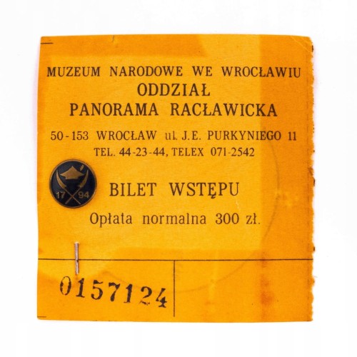 ODZNAKA + BILET WSTĘPU DO MUZEUM NARODOWEGO, WROCŁAW 1985