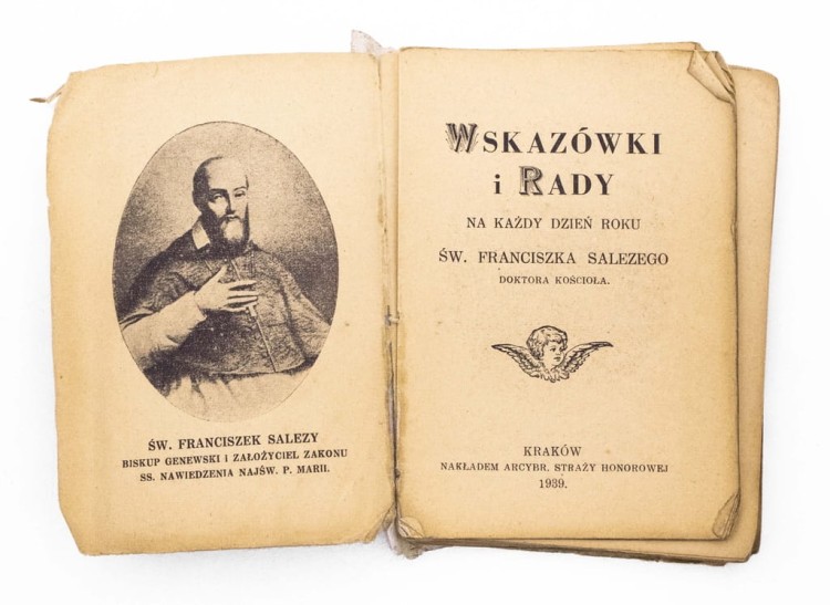STARA KSIĄŻKA WSKAZÓWKI I RADY ŚW. FRANCISZKA SALEZEGO, KRAKÓW 1939