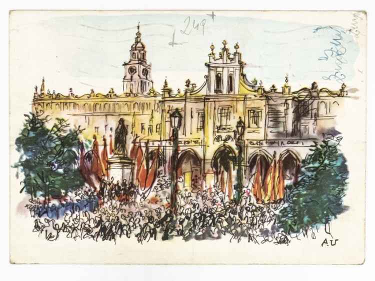 KRAKÓW - OBCHODY ŚWIĘTA 1 MAJA NA RYNKU 1961 PRL