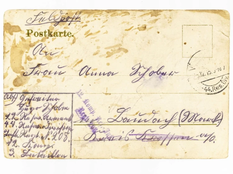 STARA POCZTÓWKA ŚWIĄTECZNA - SZOPKA BOŻONARODZENIOWA STEMPEL WOJSKOWY 1915