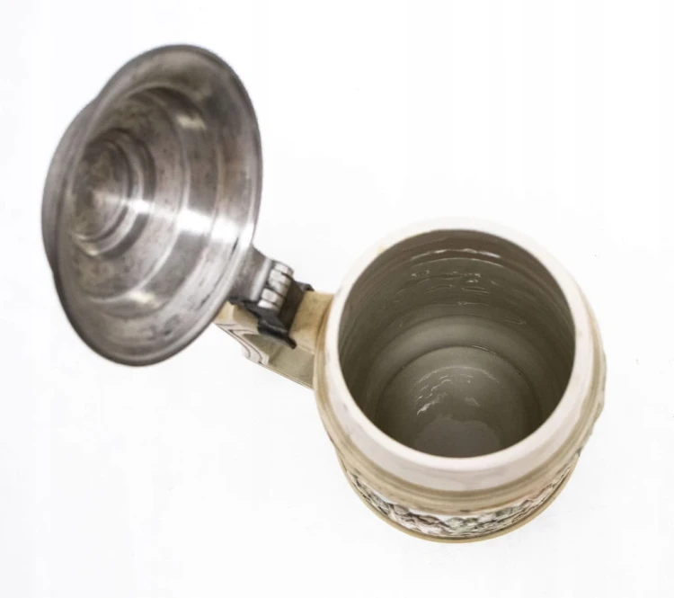 STARY CERAMICZNY KUFEL NIEMIECKI Z POKRYWĄ SITZENDORF