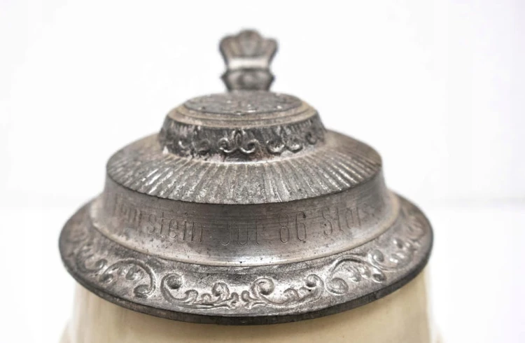 STARY CERAMICZNY KUFEL NIEMIECKI Z POKRYWĄ SITZENDORF