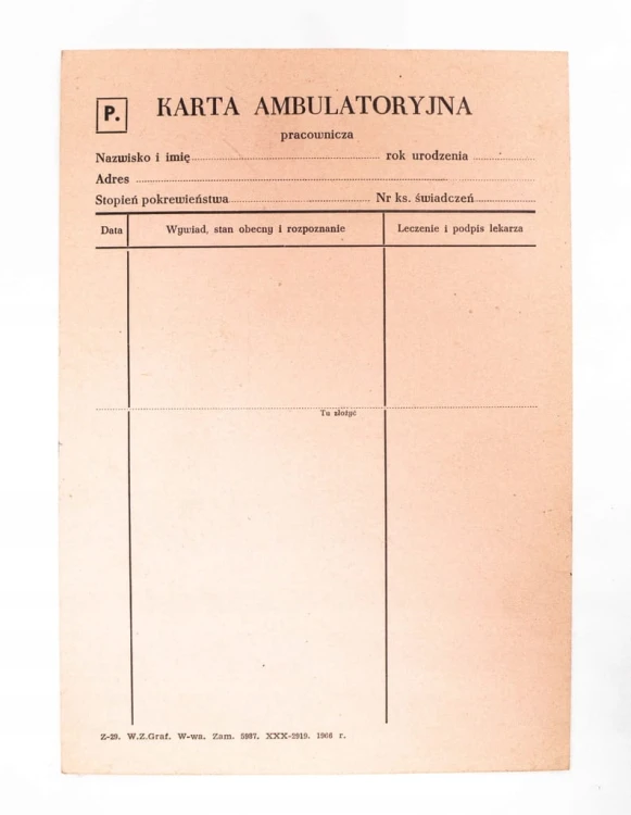 STARA KARTA AMBULATORYJNA 1966