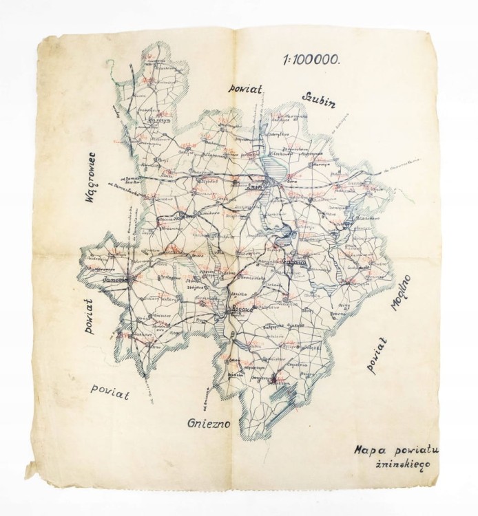 STARA MAPA - POWIAT ŻNIŃSKI (ŻNIN, GĄSAWA, ROGOWO, JANOWIEC)