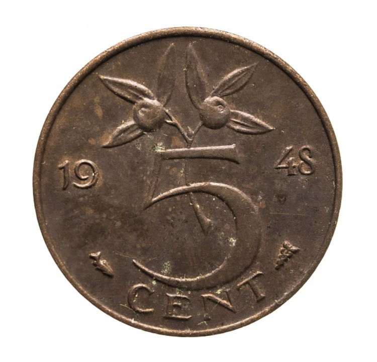 Holandia - Wilhelmina - 5 Centów 1948 - st.2-