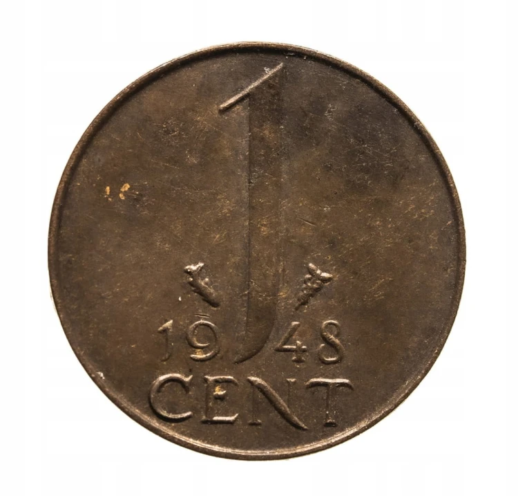 Holandia - Wilhelmina - 1 Cent 1948 - st.2-