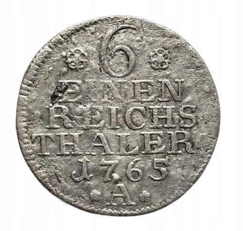 Niemcy, Prusy, Fryderyk II 1740-86, 6 CZĘŚĆ TALARA 1765/A, BERLIN