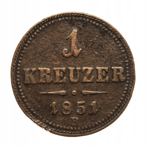 Austria, Franciszek Józef I 1848 - 1916, 1 krajcar 1851 B, Kremnica