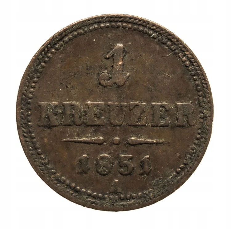 Austria, Franciszek Józef I 1848 - 1916, 1 krajcar 1851 A, Wiedeń