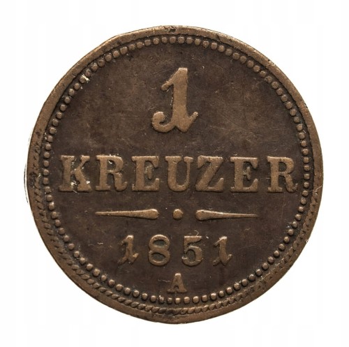 Austria, Franciszek Józef I 1848 - 1916, 1 krajcar 1851 A, Wiedeń