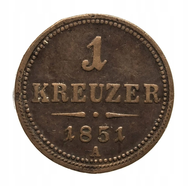 Austria, Franciszek Józef I 1848 - 1916, 1 krajcar 1851 A, Wiedeń
