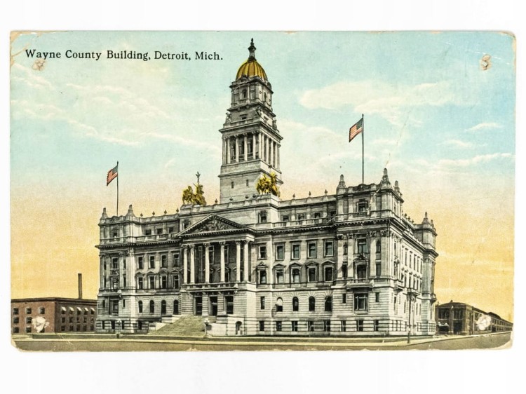 DETROIT - ZABYTKOWY WAYNE COUNTY BUILDING (BUDYNEK HRABSTWA WAYNE) USA 1923