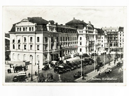 SZTOKHOLM - DWORZEC CENTRALNY Z POSTOJEM SAMOCHODOWYM SZWECJA / POZNAŃ 1942