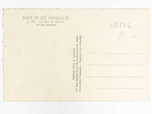PARYŻ - ULICA LA RUE DE RIVOLI FRANCJA LATA 30. / 40. XX W.