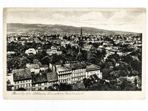 CIEPLICE - PANORAMA MIASTA Z KOŚCIOŁEM ŚW. ELŻBIETY WĘGIERSKIEJ CZECHY 1944