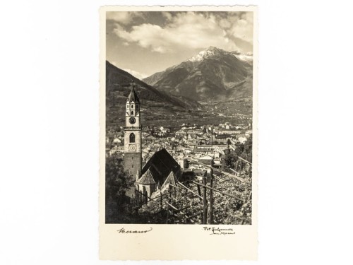 MERANO - PANORAMA Z KOŚCIOŁEM SAN NICOLÒ WŁOCHY / POZNAŃ LATA 30. XX W.