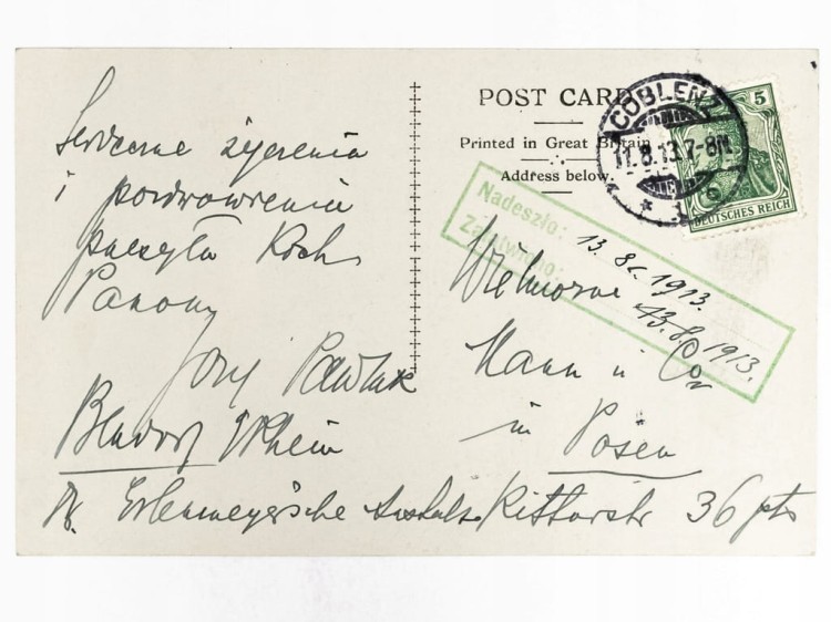 KOBLENZ-EHRENBREITSTEIN N. RENEM - PANORAMA Z TWIERDZĄ NIEMCY / POZNAŃ 1913