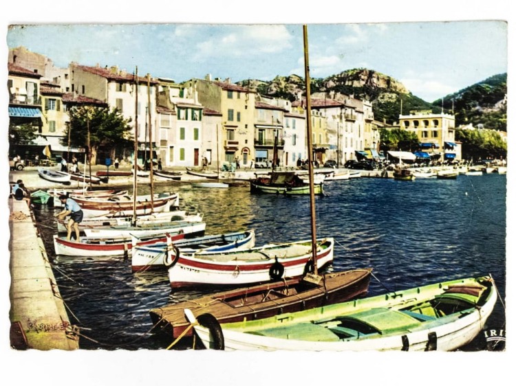 CASSIS - WIDOK NA PORT PROWANSJA PRZEDMIEŚCIA MARSYLII FRANCJA 1962