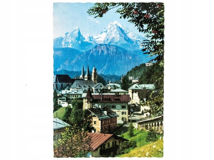 BERCHTESGADEN - PANORAMA Z WIDOKIEM NA MASYW WATZMANN ALPY NIEMCY 1964 RFN