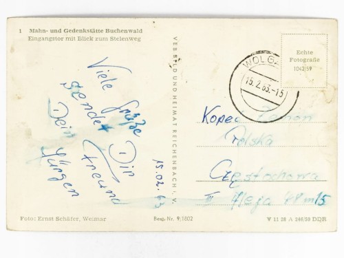 BUCHENWALD - BRAMA PRZED ALEJĄ NARODÓW NIEMCY / CZĘSTOCHOWA 1963 NRD