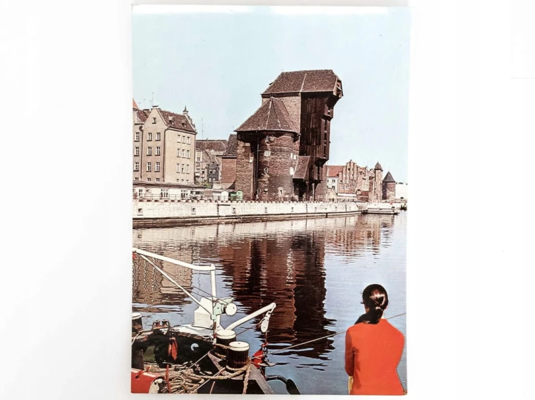 GDAŃSK - ŻURAW GDAŃSKI WIDZIANY ZNAD MOTŁAWY 1975 PRL