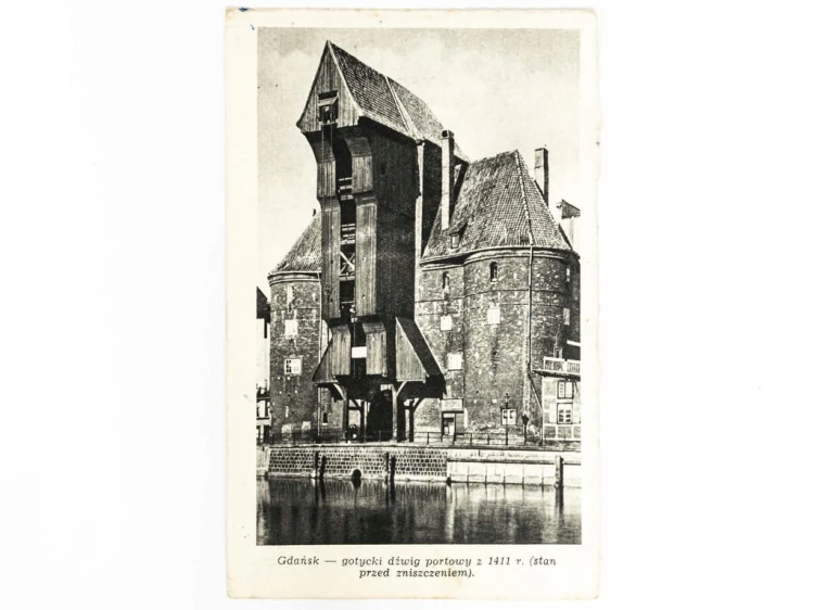 GDAŃSK - ŻURAW GDAŃSKI, STAN PRZED SPALENIEM W 1945, LATA 40. / 50. PRL