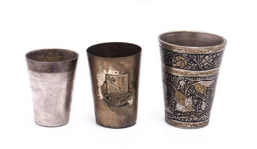 ZESTAW STARYCH METALOWYCH KIELISZKÓW