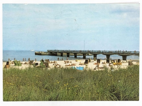 KOŁOBRZEG - PLAŻA Z MOLO 1982 PRL