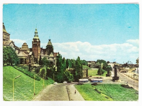 SZCZECIN - WIDOK NA WAŁY CHROBREGO LATA 60. / 70. PRL