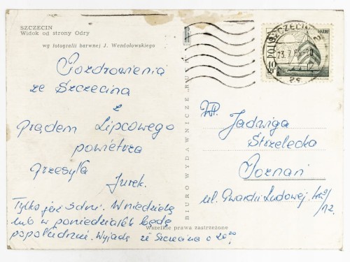 SZCZECIN - WAŁY CHROBREGO WIDZIANE OD STRONY ODRY 1968 PRL