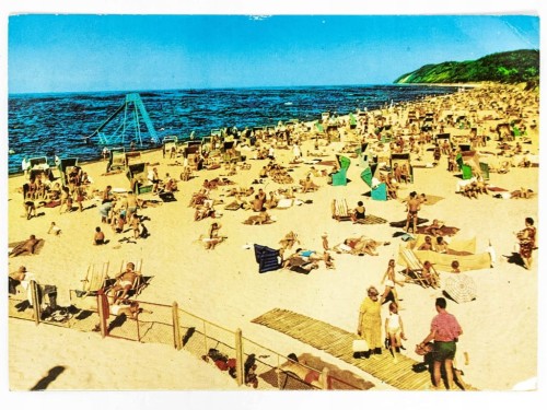 MIĘDZYZDROJE - PLAŻA Z WCZASOWICZAMI PIECZĄTKA WOLIŃSKIEGO PN 1969 PRL