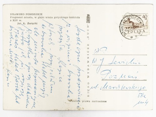 DRAWSKO POMORSKIE - WIEŻA KOŚCIOŁA ZMARTWYCHWSTANIA PAŃSKIEGO 1972 PRL
