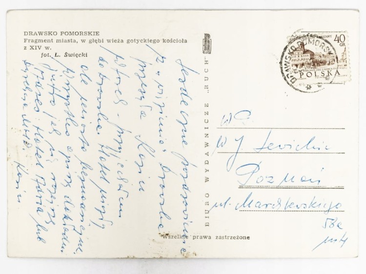 DRAWSKO POMORSKIE - WIEŻA KOŚCIOŁA ZMARTWYCHWSTANIA PAŃSKIEGO 1972 PRL