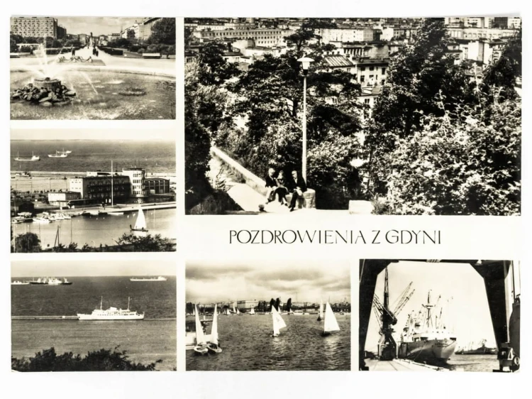 GDYNIA - SKWER KOŚCIUSZKI, WYŻSZA SZKOŁA MORSKA, BASEN ŻEGLARSKI 1971 PRL