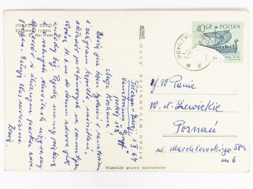 POŁCZYN-ZDRÓJ - FRAGMENT RYNKU Z HOTELEM MIEJSKIM 1964 PRL