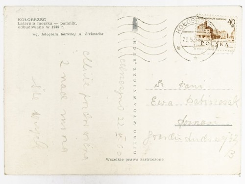 KOŁOBRZEG - WIDOK NA LATARNIĘ MORSKĄ 1966 PRL