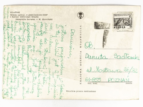 GDAŃSK - PANORAMA Z BAZYLIKĄ MARIACKĄ I RATUSZEM MIEJSKIM LATA 70. PRL