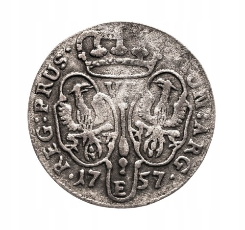 Prusy Książęce, Fryderyk II Wielki, Szóstak 1757 E, Królewiec st.3-