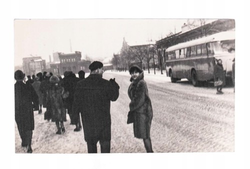 STARA FOTOGRAFIA - ARESZT KOZA, TARG, AUTOBUS OGÓREK, KALISZ PRL