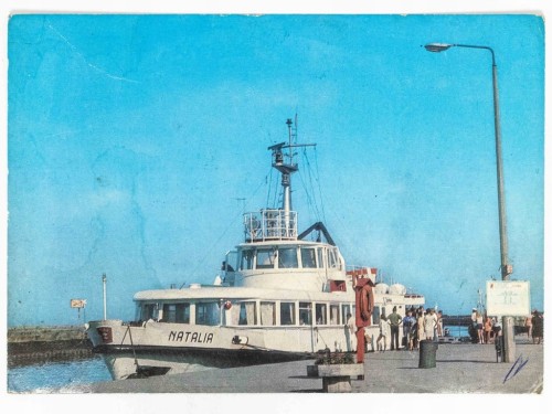 USTKA - PRZYSTAŃ ŻEGLUGI GDAŃSKIEJ, STATEK WYCIECZKOWY NATALIA 1975 PRL