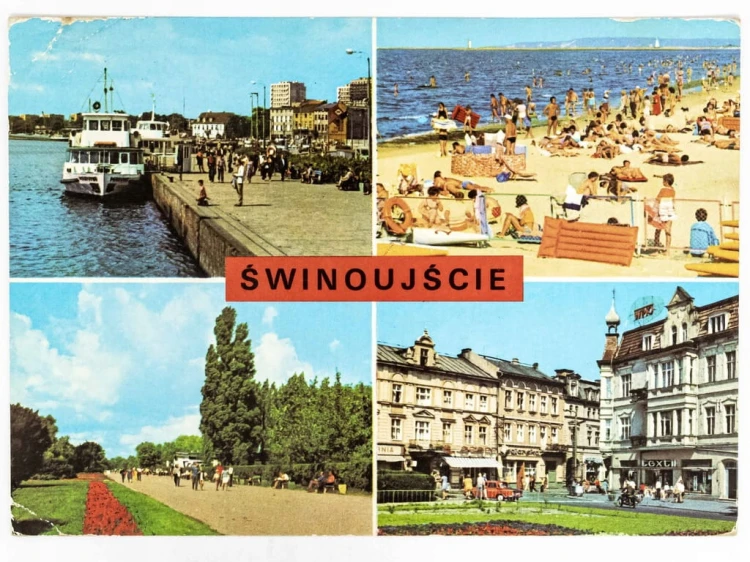 ŚWINOUJŚCIE - WYBRZEŻE WŁADYSŁAWA IV, PROMENADA, PLAC WOLNOŚCI 1985 PRL