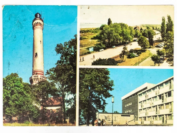 ŚWINOUJŚCIE - LATARNIA MORSKA PROMENADA NADMORSKA DOM WCZAS. KORAB 1975 PRL