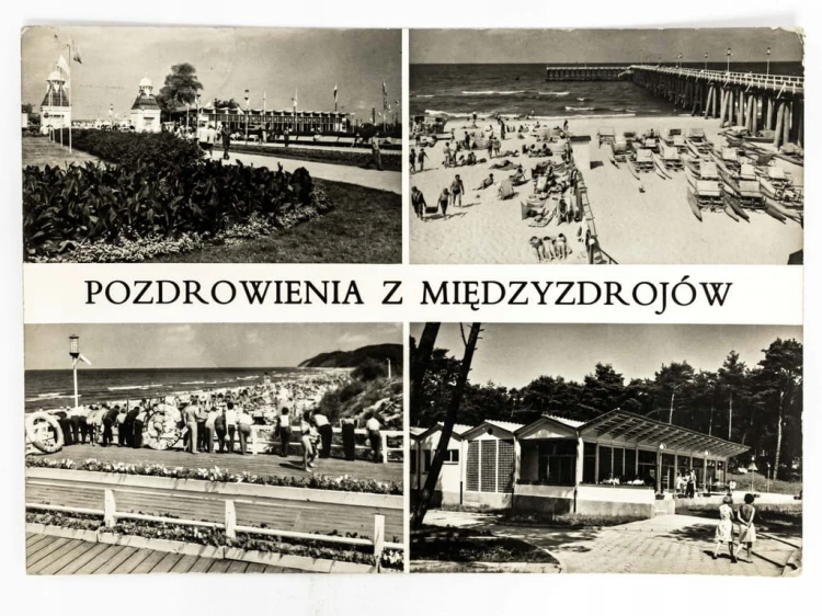 MIĘDZYZDROJE - WEJŚCIE NA MOLO, MOLO Z PLAŻĄ, OŚRODEK JUVENTUR 1974 PRL