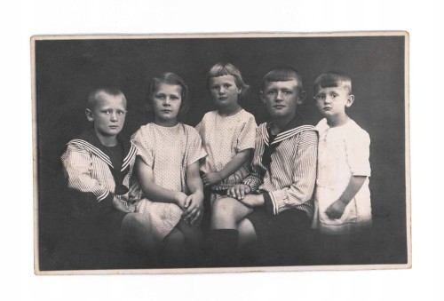STARA FOTOGRAFIA - ZDJĘCIE RODZINNE, DZIECI II RP