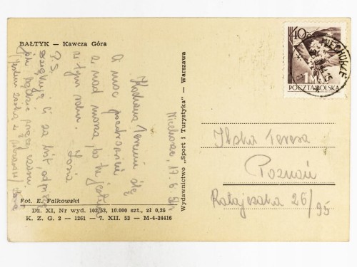 MIĘDZYZDROJE - KAWCZA GÓRA WIDZIANA OD STRONY BAŁTYKU 1954 PRL