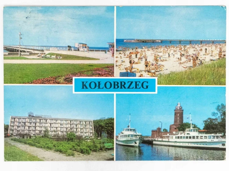KOŁOBRZEG DOM WYPOCZYNKOWY KORMORAN PRZYSTAŃ PRZY LATARNI MORSKIEJ 1977 PRL